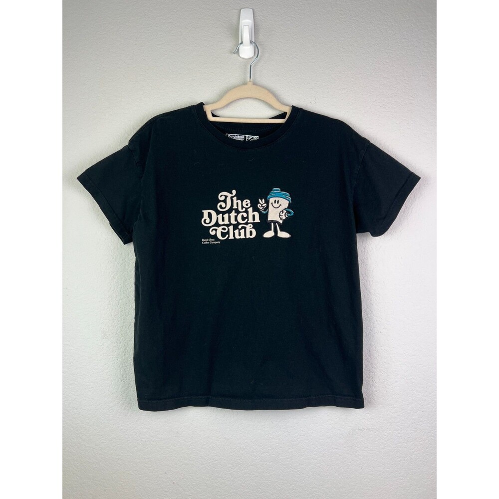 Dutch Bros Coffee The Dutch Club Mascot Graphic T-Shirt Black Women M